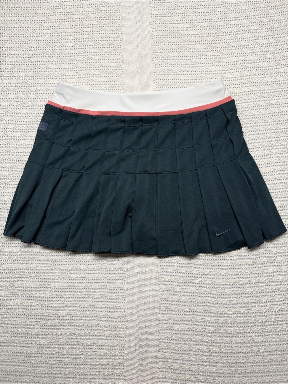 Nike Women’s Green Pleated Tennis/Golf Skirt with Cream and Coral Waistband